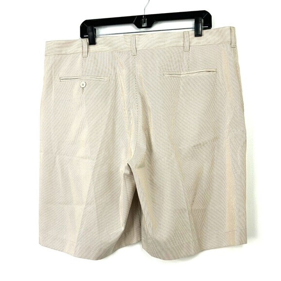 Alan Flusser Mens Golf Shorts 40x10 Inch Non Iron Performance Beige White Stripe - Picture 6 of 12